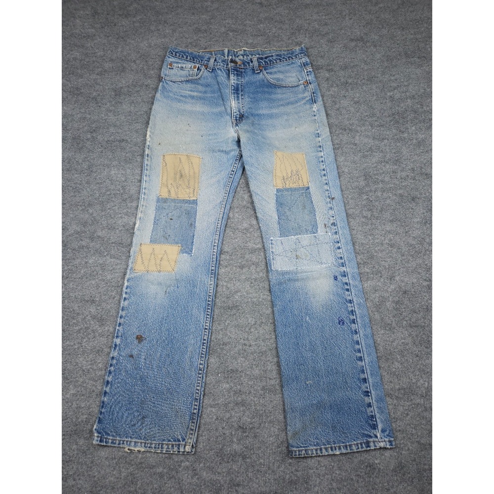 Vintage 517 Jeans Men's 36 x 32 (FITS 32 x 31) Blue Patchwork Faded Distressed
